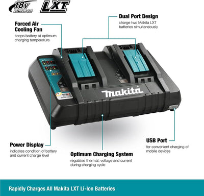 Makita 2x 18V LXT® Lithium-Ion Battery and Dual Port Charger Starter Pack (5.0Ah) Y-00359 - Super Vacs Vacuums