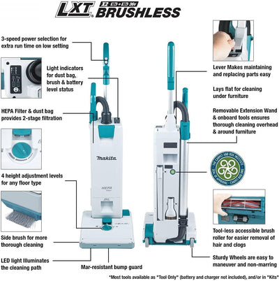 MAKITA Cordless Upright Vacuum DVC560PT2 (Battery & Charger Included) - Super Vacs Vacuums