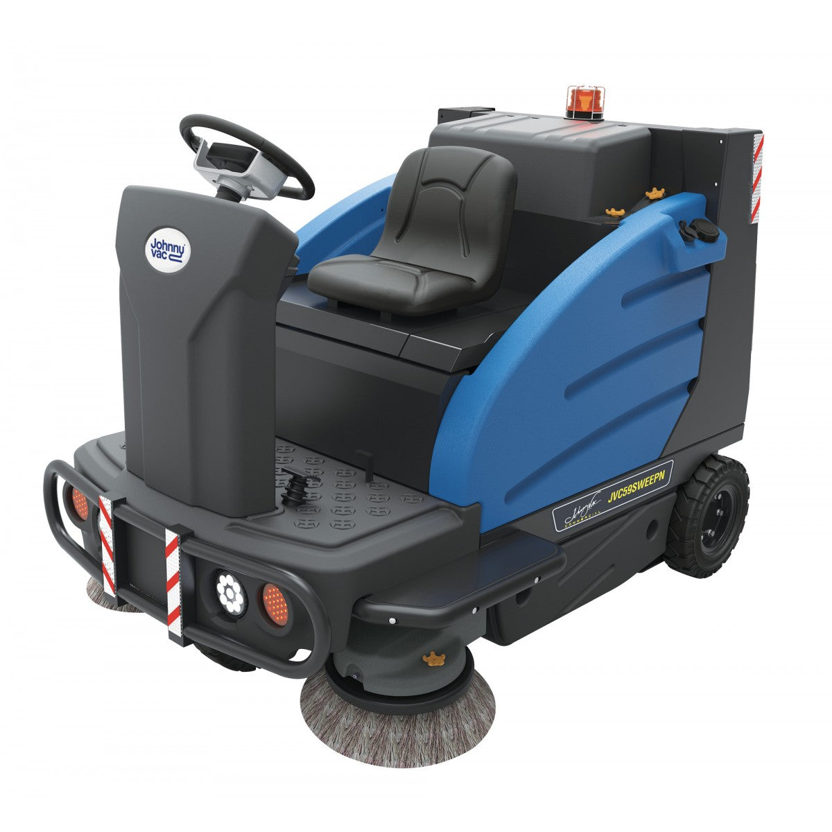 Industrial Ride-On Sweeper Machine JVC59SWEEPN from Johnny Vac - 59" (1498 mm) Cleaning Path - Battery & Charger Included - Super Vacs Vacuums