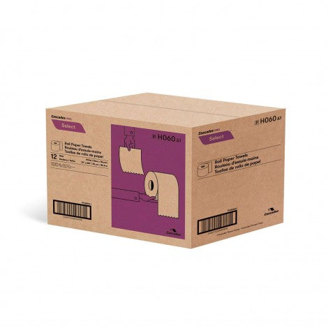 Paper Hand Towel - 7.8" (19.8 cm) Width - Roll of 600' (182.9 m) - Box of 12 Rolls - White - Cascades Pro H060 - Super Vacs Vacuums
