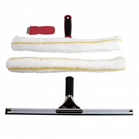 Window Washer Kit 18" (45,7 cm) - Strip Washer and Handle - Squeegee - Scraper - Spare Strip Washer - Super Vacs Vacuums