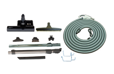 SEBO Deluxe Central Vacuum Kit with Black ET-2 15" Power Head (30Ft-35Ft) - Super Vacs Vacuums