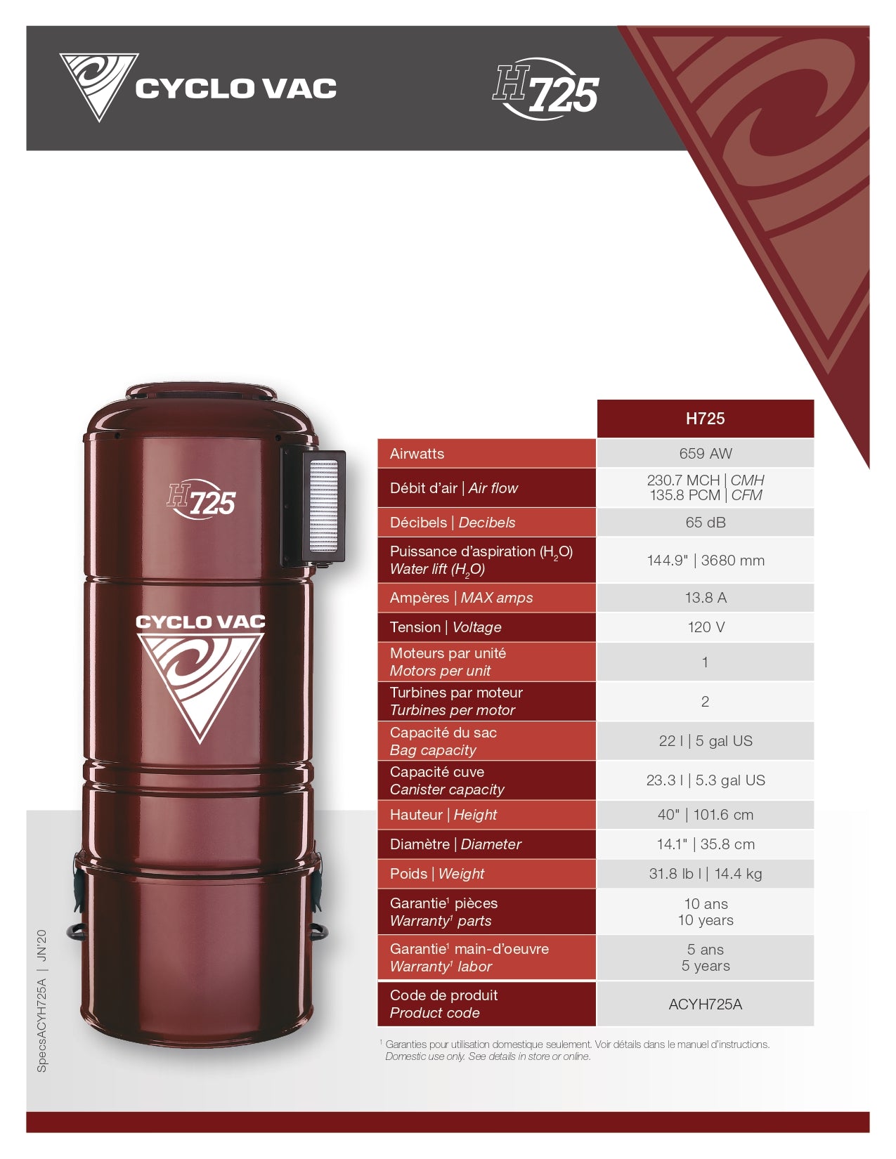 Cyclovac H725 Canister Central vacuum - Hybrid - Up to 10.000 Sq Ft (Best Seller) - Super Vacs Vacuums
