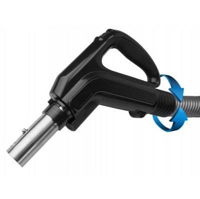 Electrical Hose for Central Vacuum - 30' (9 m) - 1 3/8" (35 mm) dia - Silver - Ergonomic Handle with Foam Grip and 360° Swivel - On/Off Button - Power Nozzle Compatible - Button Lock - Super Vacs Vacuums