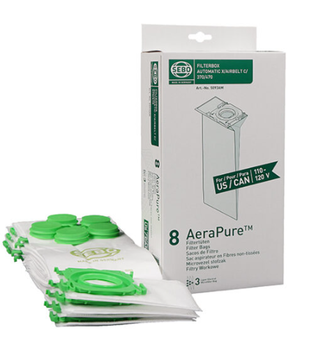 SEBO Filter Bags for X, G, C & Mechanical (pack of 8) 5093ER - Super Vacs Vacuums