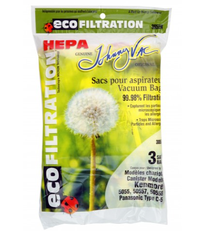 HEPA Microfilter Bag for Kenmore Models 5055, 50557, 50558 and Panasonic C-5 Type Vacuum - Pack of 3 Bags - Envirocare A137JV - Super Vacs Vacuums