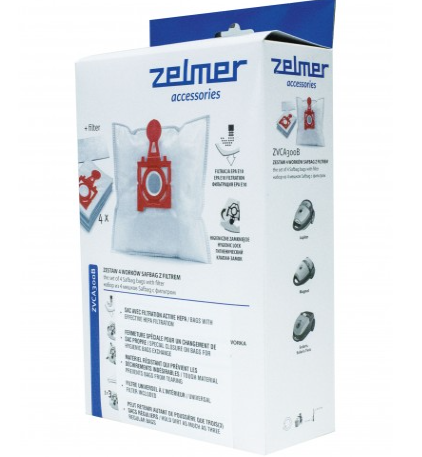 Hepa Bag for Canister Zelmer Vacuum VC3000, VC4000 et VC5000 - Pack of 4 Bags + 1 Filter - Super Vacs Vacuums