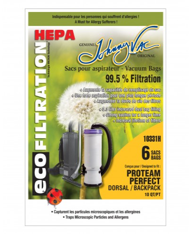 Microfilter Hepa Vacuum Bag for Back Pack Proteam Perfect - Pack of 6 Bags - Super Vacs Vacuums