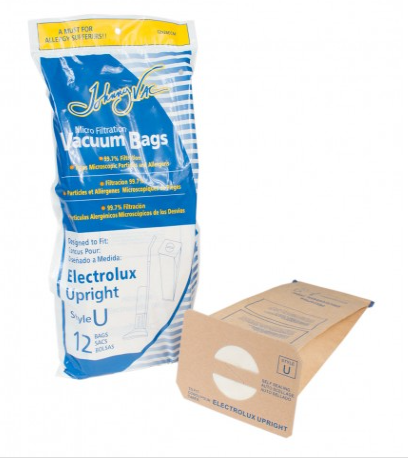 Microfilter Vacuum Bag for Electrolux Upright Vacuum - Style U - Pack of 12 Bags - Envirocare 138 - Super Vacs Vacuums