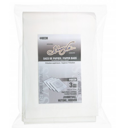 Paper Bag for Central Vacuum Johnny Vac, RhinoVac, Nutone, Hoover - Pack of 3 Bags - Super Vacs Vacuums