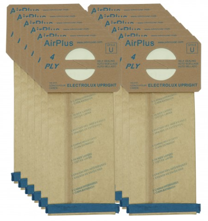 Paper Vacuum Bag for Electrolux Upright Vacuum - Style U - Pack of 12 Bags - Super Vacs Vacuums