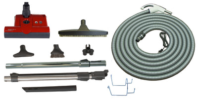 SEBO Deluxe Central Vacuum Kit with Red ET-1 12″ Power Head (30Ft-35Ft) - Super Vacs Vacuums