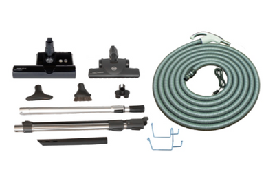 SEBO Premium Central Vacuum Kit with Black ET-2 15" Power Head (30Ft-35Ft) - Super Vacs Vacuums