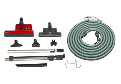 SEBO Premium Central Vacuum Kit with Red ET-2 15" Power Head (30Ft-35Ft) - Super Vacs Vacuums