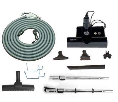 SEBO Standart Central Vacuum Kit with Black ET-1F2 12″ Power Head (30Ft-35Ft) - Super Vacs Vacuums