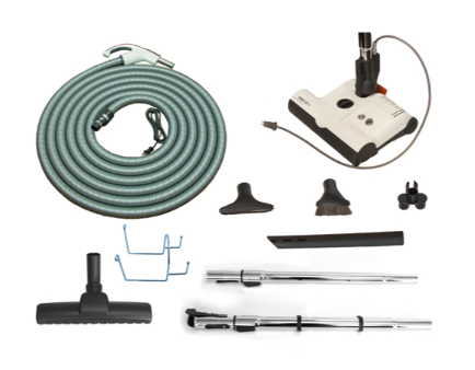 Canavac Ethos CV700 with SEBO Standard Central Vacuum Kit with ET-1F2 12" Power Head Designed for Hard Floors and Low-High Pile Carpeting (30Ft, 35Ft Hose) - Super Vacs Vacuums