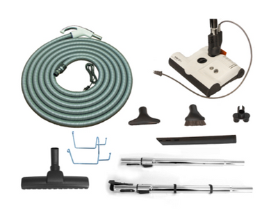 Canavac Ethos CV700 with SEBO Standard Central Vacuum Kit with ET-1F2 12" Power Head Designed for Hard Floors and Low-High Pile Carpeting (30Ft, 35Ft Hose) - Super Vacs Vacuums