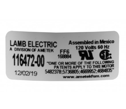 Tangential Vacuum Motor - 5.7" dia - 2 Fans - 120 V - 11.7 A - 1365 W - 404 Airwatts - 106.7" Water Lift - 112 CFM - Lamb / Ametek 116472-00 (B) - Super Vacs Vacuums
