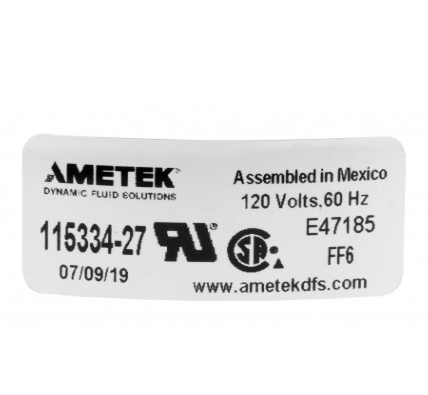 Tangential Vacuum Motor - 7.2" dia - 2 Fans - 120 V - 13 A - 1444 W - 384 Airwatts - 110" Water Lift - 102.7 CFM - Lamb / Ametek 040023 - Super Vacs Vacuums