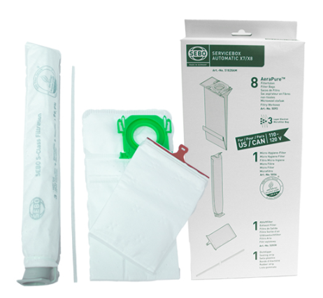 SEBO X7/X8 Service Box Bags + Filters + Strip  51828 - Super Vacs Vacuums