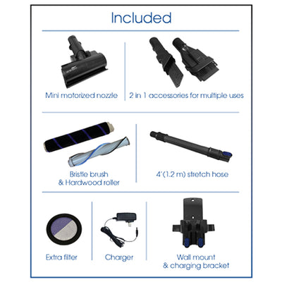 Airstream Stick Vac+ Cordless Bagless vacuum cleaner - Lightweight - 7 Accessories - Super Vacs
