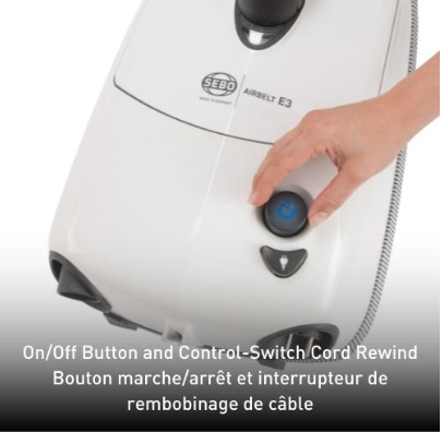 SEBO AIRBELT E1 Kombi White Canister Vacuum - Super Vacs Vacuums
