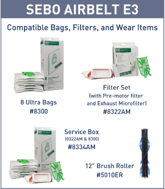 SEBO Airbelt E3 Premium White Canister Vacuum - Super Vacs Vacuums