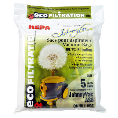AS6 Johnny Vac Vacuum bags - HEPA Microfilter AS6, Ghibli AS6 - Pack of 5 Bags - Super Vacs