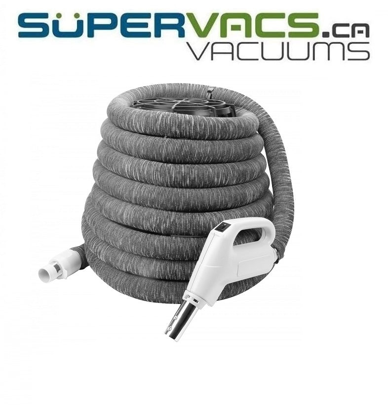 Universal Hose for Central Vacuum -  Gas Pump Handle - On/Off Button / Button Lock - Hose Cover included - Super Vacs