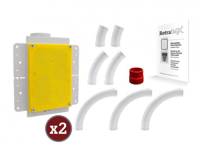 Cyclovac H725 with 2 Retraflex retractable hose inlets including attachments and the installation kit - Super Vacs