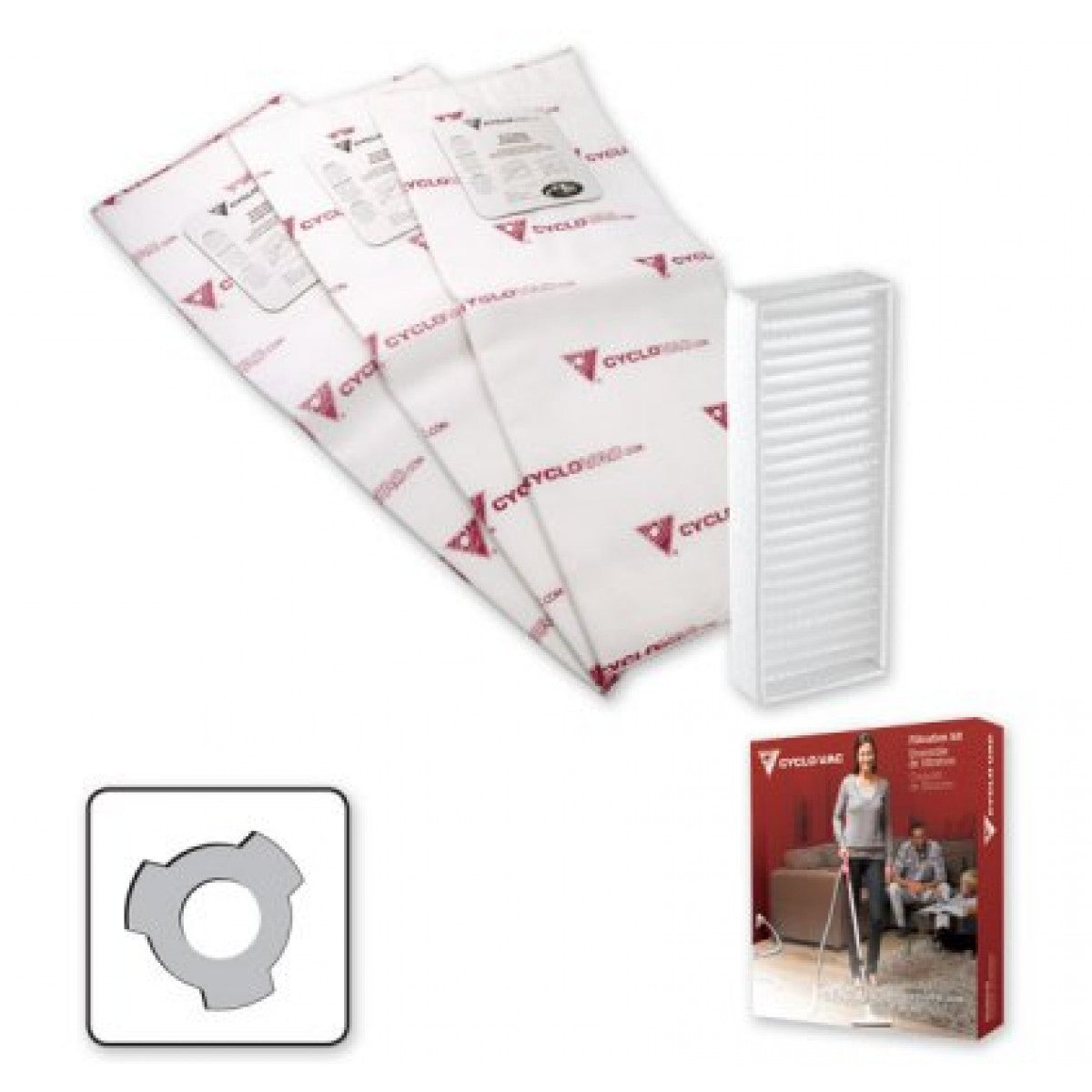 Heavy duty electrostatic filter bag - 3 notches - set of 3 with 1 carbon dust filter included - 5 gal (22 l) - Super Vacs