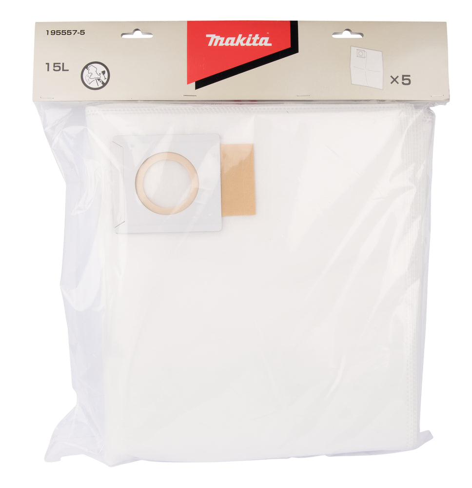 MAKITA Canister Vacuum Bags Cloth HEPA, 195557-5, Fits Models XCV13, XCV14, XCV15, XCV16 (5 PCS) - Super Vacs Vacuums