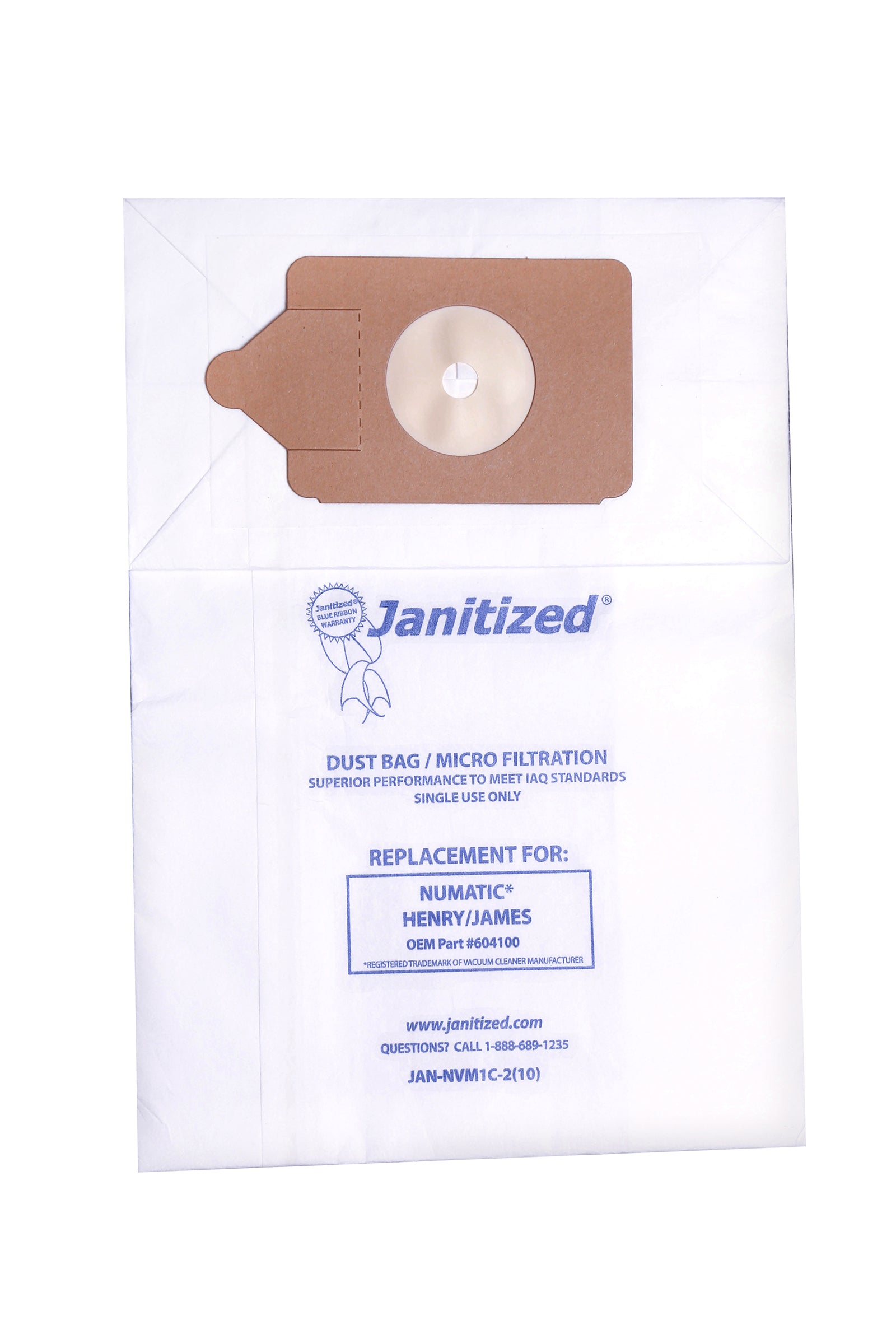 Fabric Nacecare Henry/James, Pack of 10 bags, JAN-NVM1C-2(10) Janitized - Super Vacs Vacuums