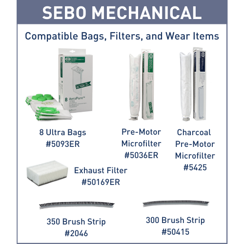 Sebo Mechanical 300 / 350 upright vacuum - Super Vacs Vacuums