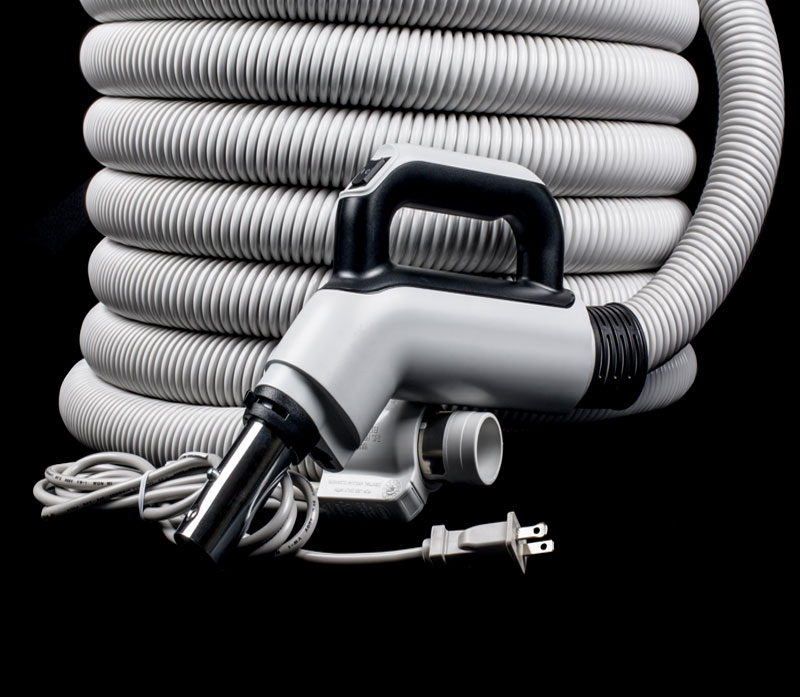 Central Deluxe Combo Hose 1 3/8" X 30' or 35' with Gas Pump Handle, Hi-Low 3 Way Switch, Button Lock Tube, Crushproof, Light Grey Colour