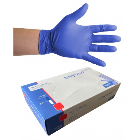 Nitrile Disposable Gloves - Small - Powder-Free - Shur-Skin - Blue - 9-NITBL-3.2MIL-S - Box of 100 - Super Vacs Vacuums