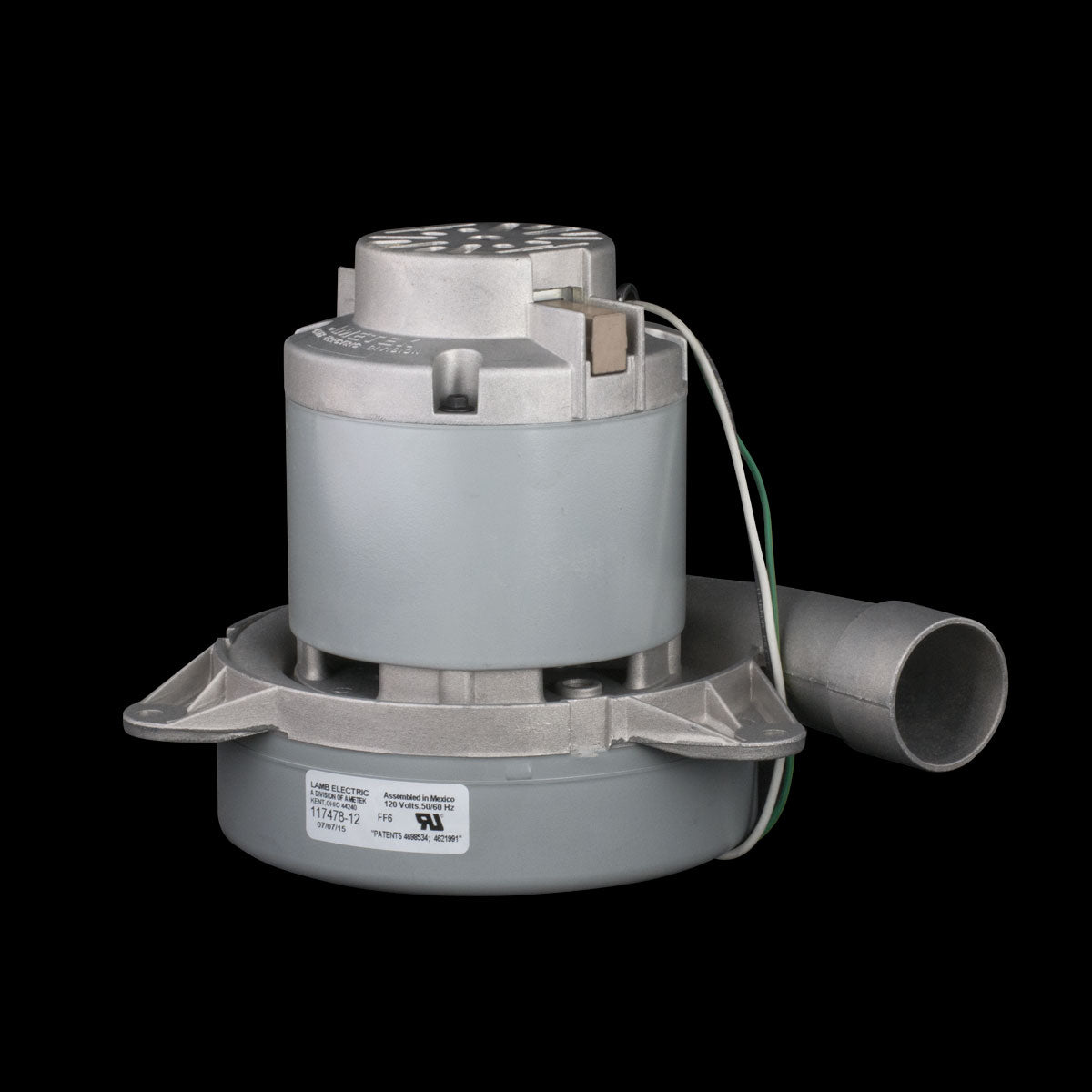 Central Vacuum Motor Lamb Ametek 117478-12 2-Stage 7.2″ V, 120 Volt (140432, 122031-12) - Super Vacs Vacuums