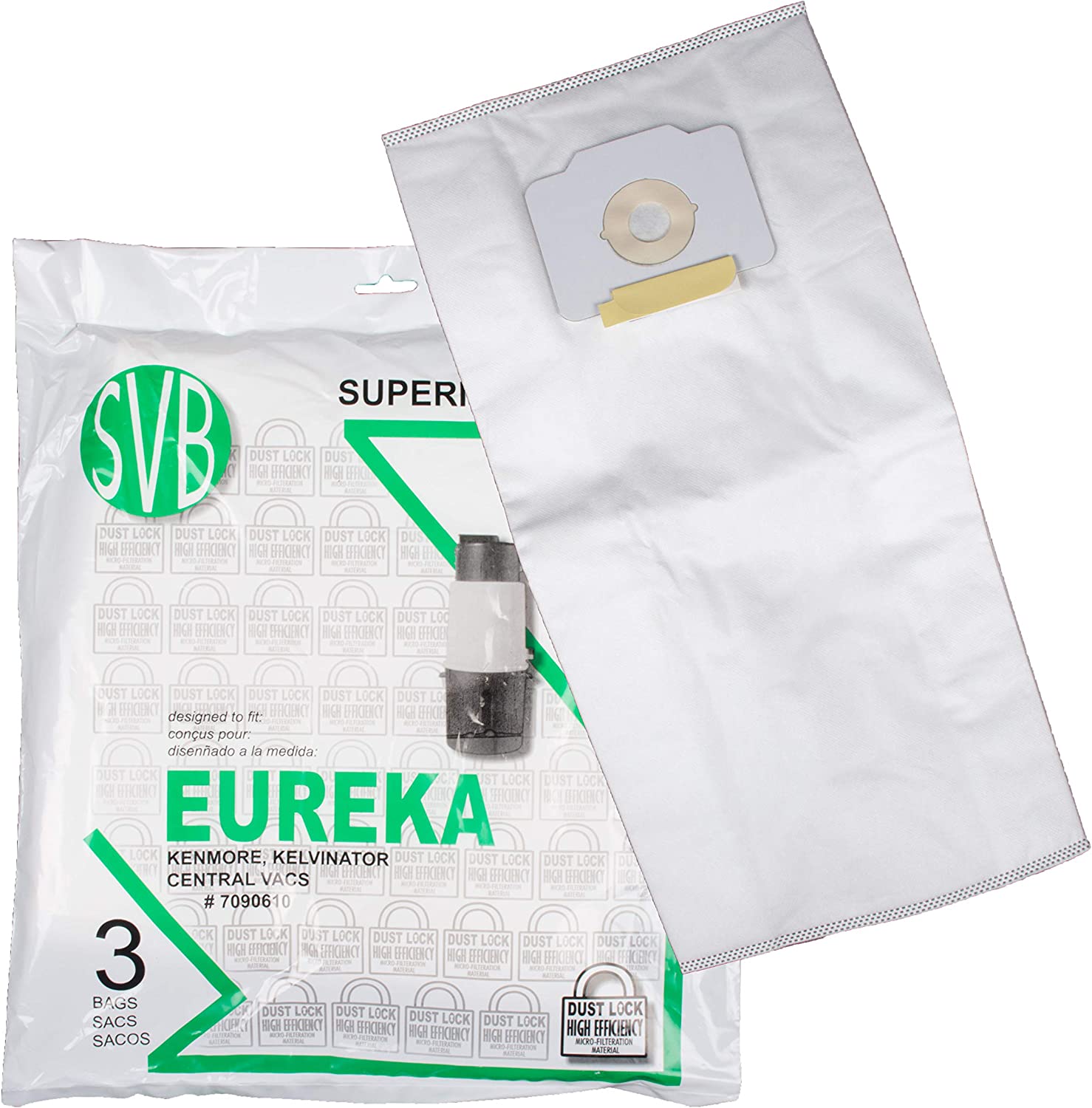 Eureka Beam Central Vacuum DUSTLOCK 3 Bags per Pack SVB Best Quality Multi PLY for ELECTROLUX KELVINATOR MASTERCRAFT 4464 Kenmore 50500 UMC18 BOSS - Super Vacs