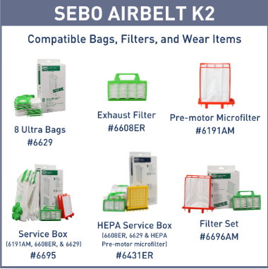 SEBO Airbelt K2 Kombi White Canister Vacuum - Super Vacs Vacuums