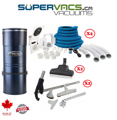 CANAVAC XLS990 WITH 2X HIDEAHOSE (RAPIDFLEX) KITS INCLUDES INSTALL KIT AND ATTACHMENTS - Super Vacs