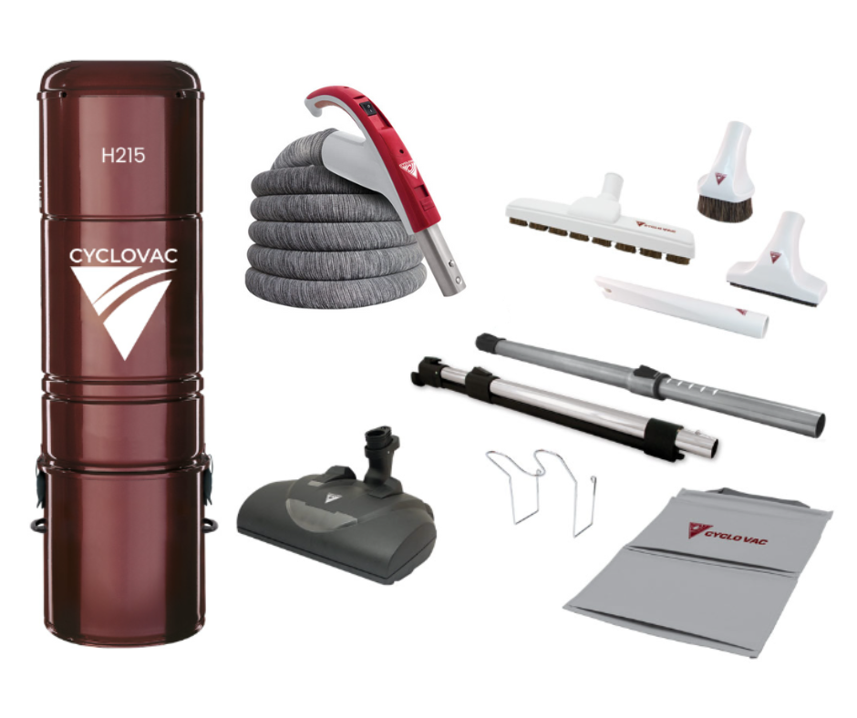 Cyclovac H215 Canister Hybrid including Premium Electric Accessories Kit with Robust with light (EBK360) (30Ft,35Ft Hose) - Super Vacs Vacuums