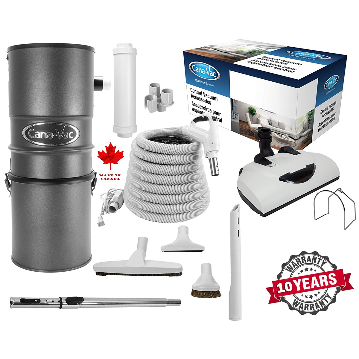 CanaVac Ethos CV700AP Compact Central Vacuum Cleaner With PERFORMANCE Electric Package - 700AW for homes up to 8,000 Sq.F. - Super Vacs