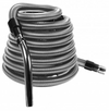 Hose for Central Vacuum - 30' (9 m) - Silver - Straight Handle - Button Lock - Flexible - Strong - Super Vacs Vacuums
