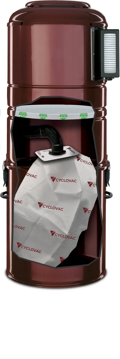 Cyclovac GS125 Canister With Bag including Premium Electric Accessories Kit with Robust with light (EBK360) (30Ft,35Ft Hose) - Super Vacs Vacuums