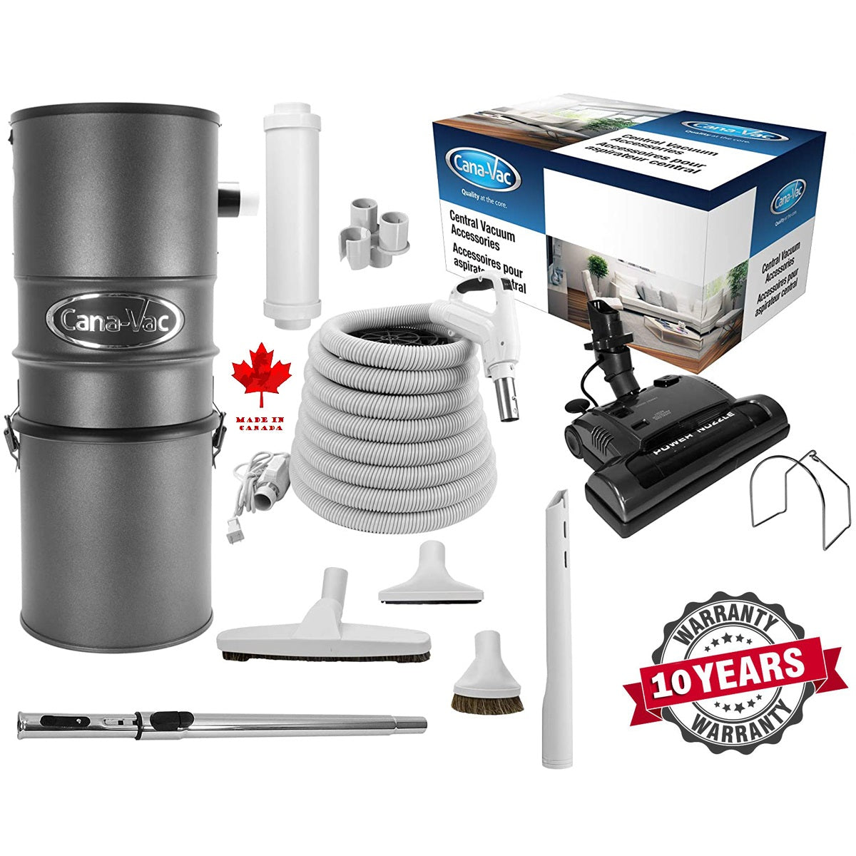 CanaVac Ethos CV700AP Compact Central Vacuum Cleaner With Essentials Electric Package - 700AW for homes up to 8,000 Sq.F. - Super Vacs