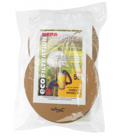 Round Microfilter HEPA Vacuum Bag for Ghibli Vacuum T1 and Wirbel W1 - Pack of 5 Bags - Super Vacs Vacuums
