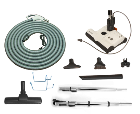 SEBO Standart Central Vacuum Kit with White ET-1F2 12″ Power Head (30Ft-35Ft) - Super Vacs Vacuums