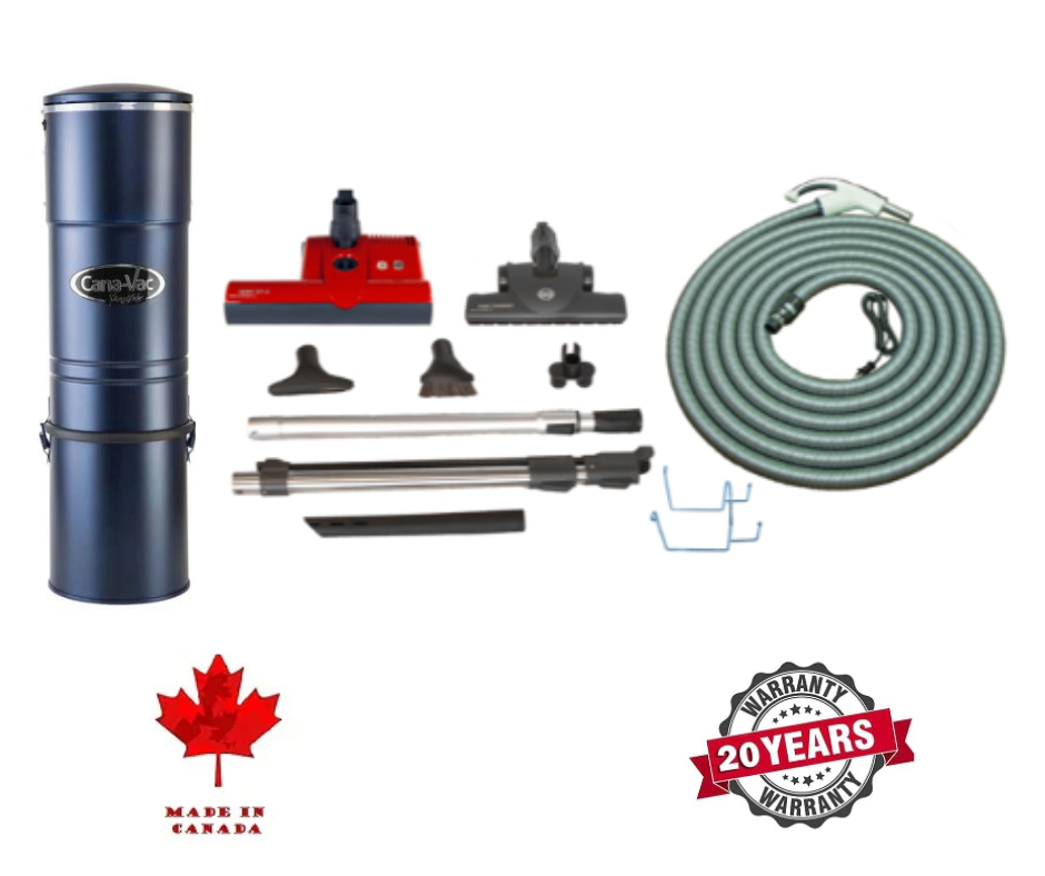 Canavac LS690 with SEBO Premium Central Vacuum Kit with ET-2 15" Power Head Designed for Hard Floors and Low-High Pile Carpeting   (30Ft, 35Ft Hose) - Super Vacs Vacuums