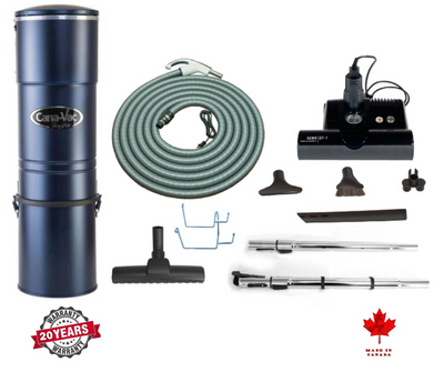 Canavac LS590 with SEBO Standard Central Vacuum Kit with ET-1F2 12" Power Head Designed for Hard Floors and Low-High Pile Carpeting (30Ft, 35Ft Hose) - Super Vacs Vacuums