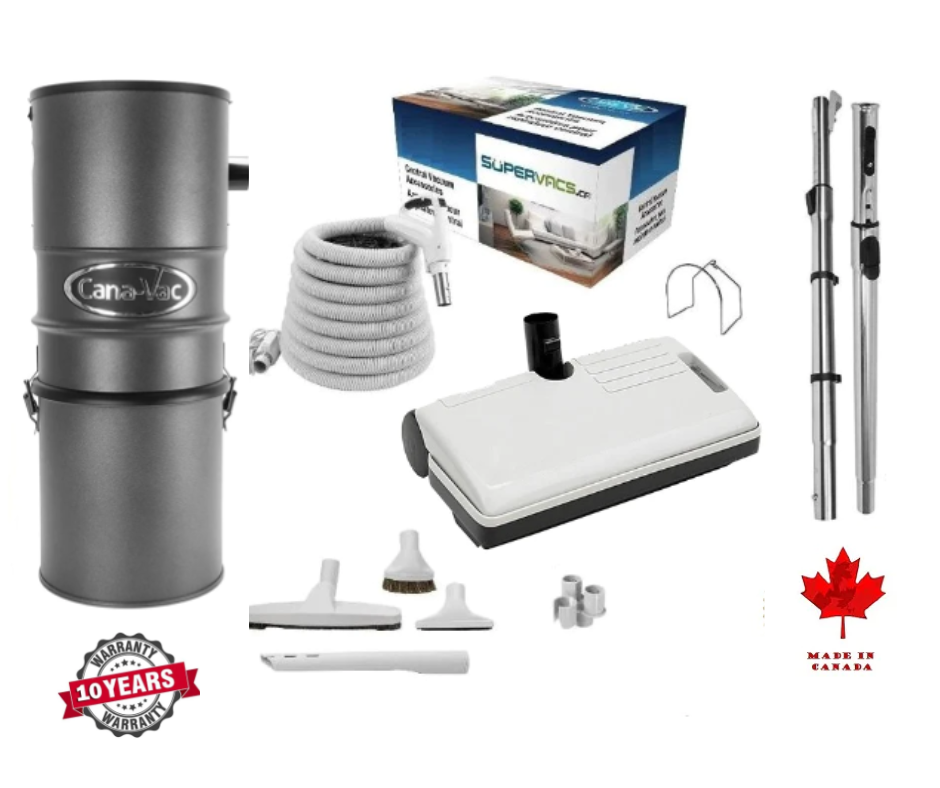 Canavac Ethos CV700 with Sweep and Groom Electrical Accessory Kit Designed for Hardwood Floors, Area Rugs & Carpeting (30Ft, 35Ft Hose) - Super Vacs Vacuums